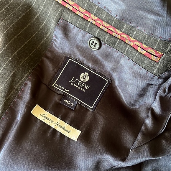 J.CREW Legacy 3 Piece Suit Pinstripes Charcoal Wool 40S - Picture 9 of 16